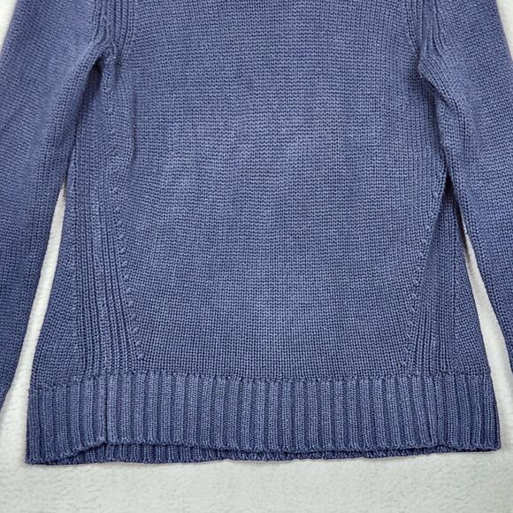 J Crew Always Sweater Womens Medium Blue Cotton Mock Neck Pullover Knit Ribbed - Picture 6 of 11